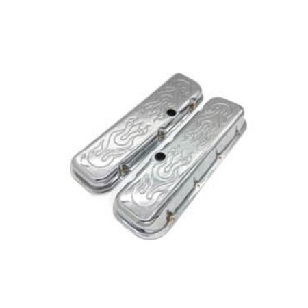 Absurdo Steel Flame Baffled Short Valve Cover for 1965-1995 BBC 396-502, Chrome AB2205267